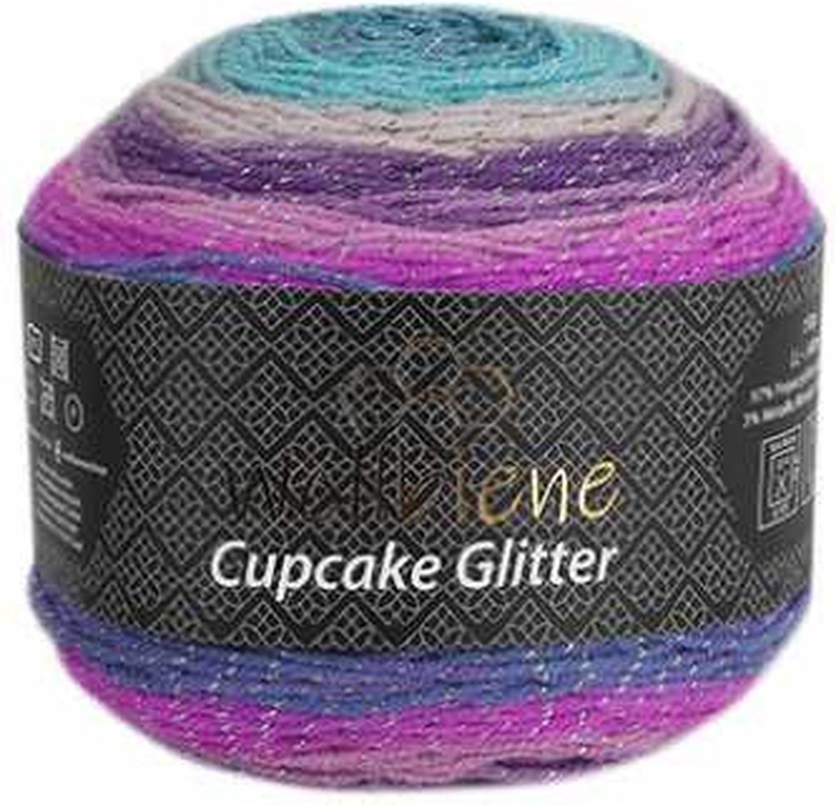 Wollbiene Cupcake Glitter - Verloopgaren - 150 gram - 540 meter - Breigaren - Haakgaren - Glitter - 3030