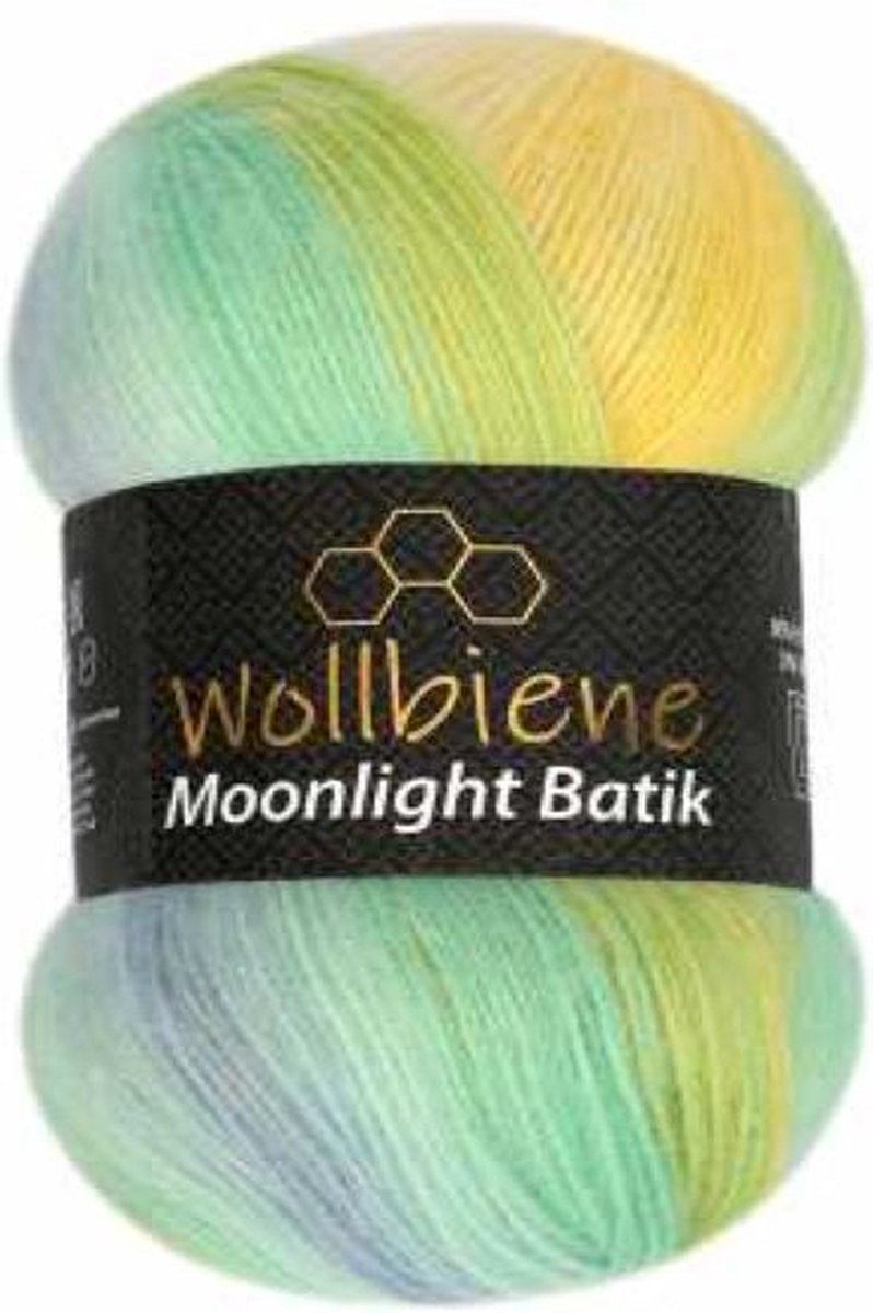 Wollbiene Moonlight Batik - Verloopgaren - 100 Gram - 550 meter - Blauw, Geel, Groen - 3070