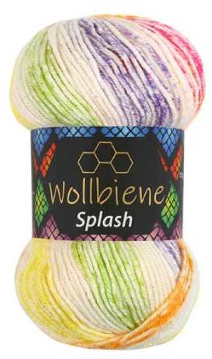 Wollbiene Splash - Haakgaren - Breiwol - Verloopgaren - 100 gram - 265 meter - Kleur 7000