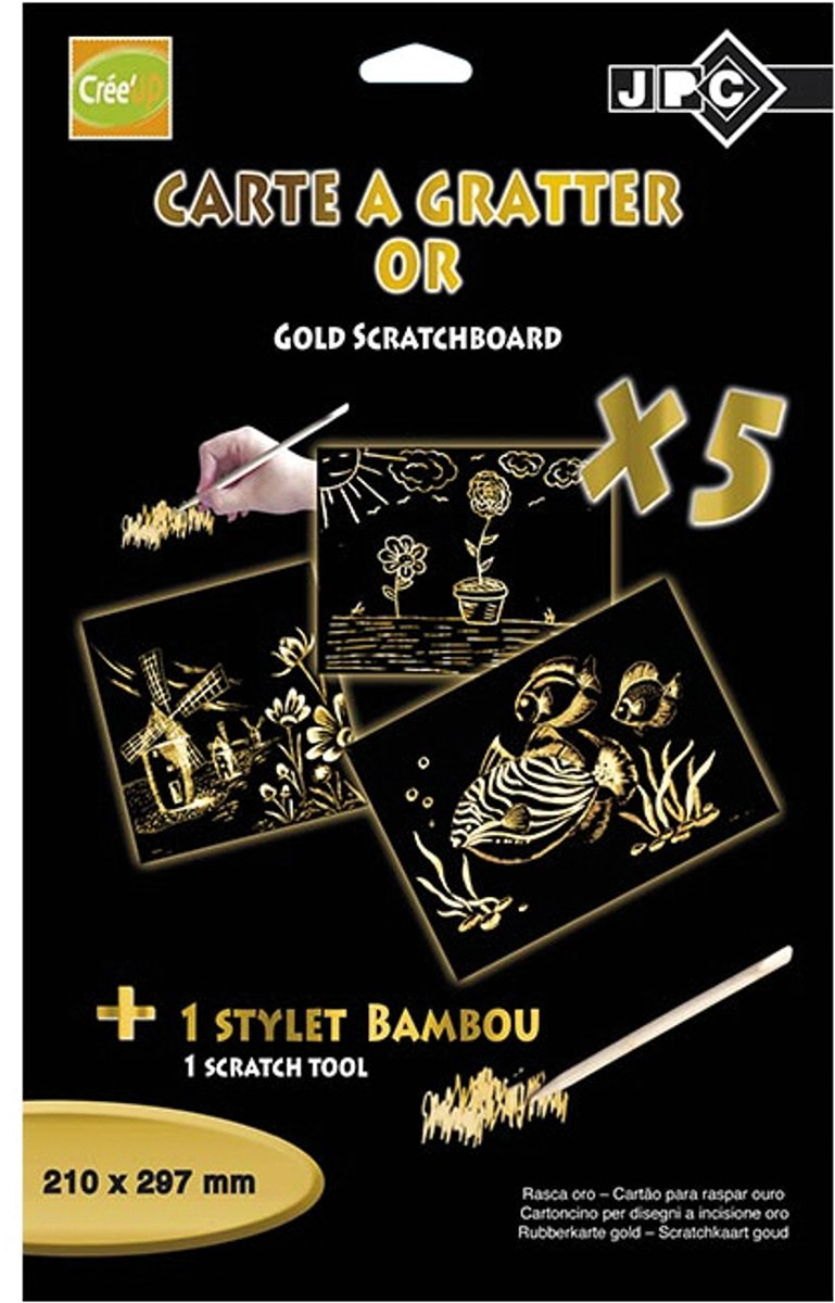 Kraskaarten + pen A4 P/5 goud