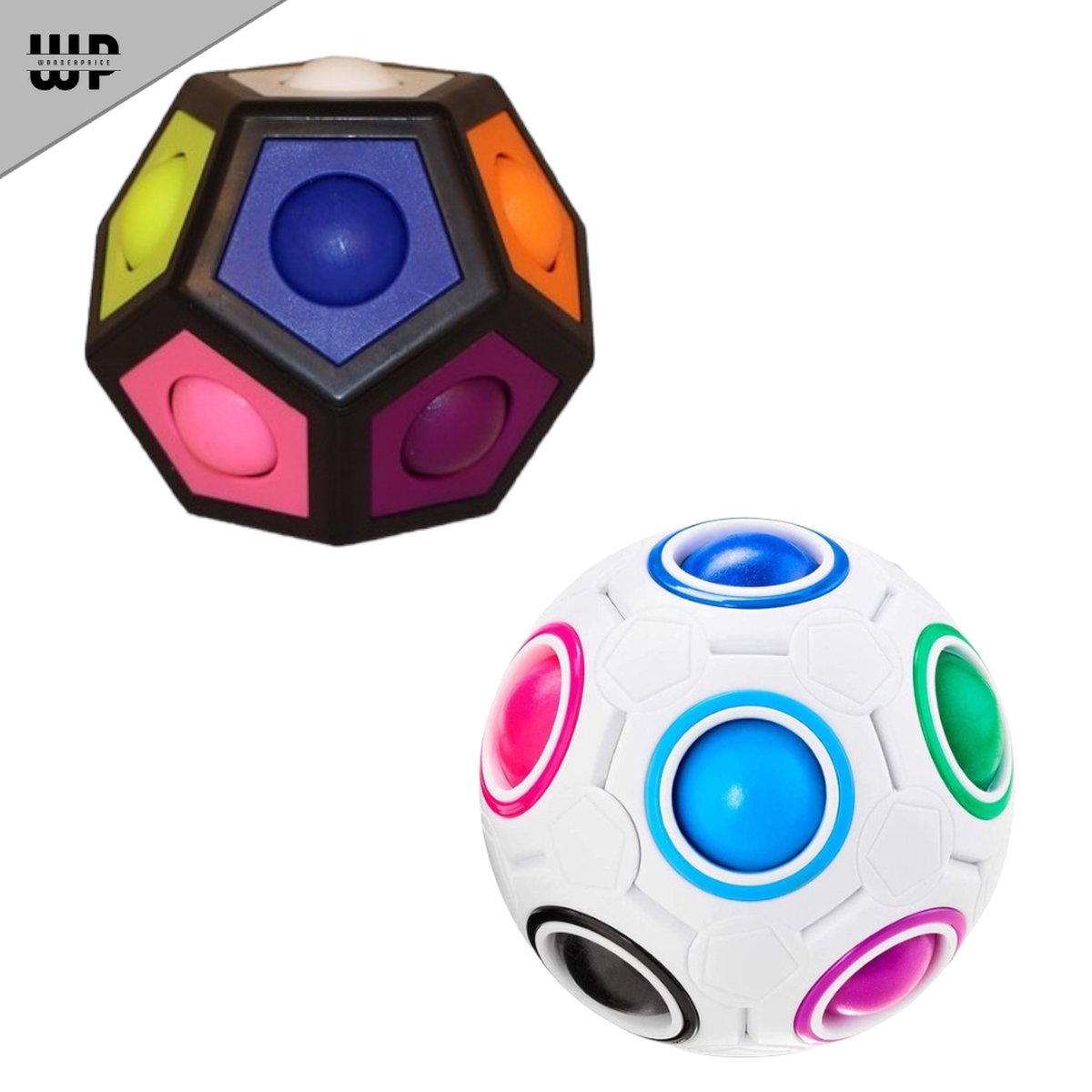 Wonderprice - Fidget Cube Pakket 2 stuks ball - hexagon - fidget kubus Cube - fidge pakket 2 cubes - must haves - vakantie - Auto - vliegtuig - vakantie - Camping - Gezin