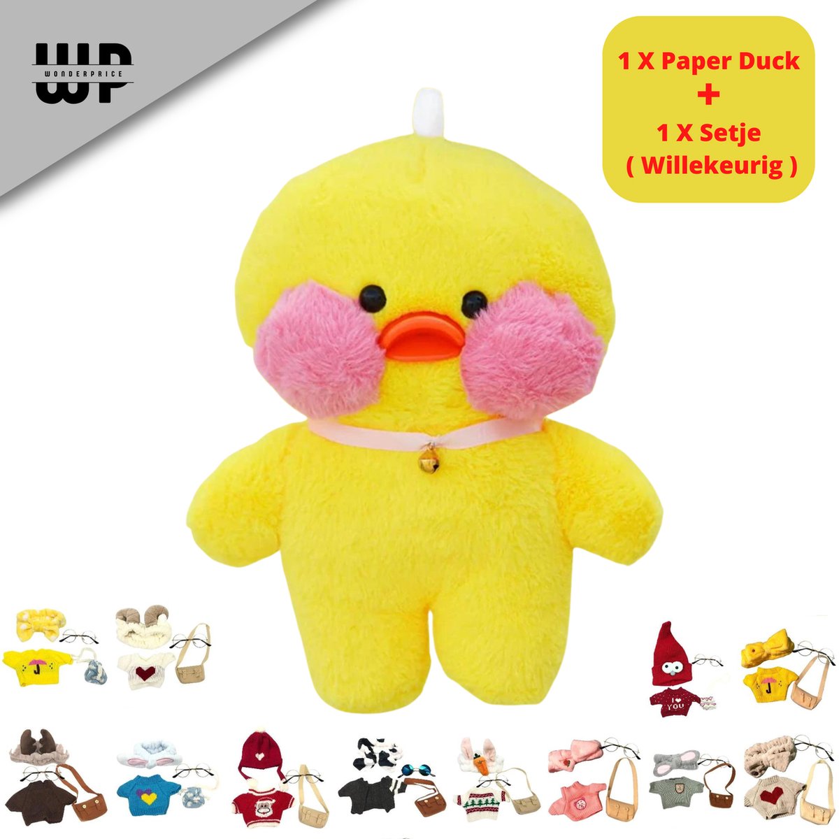 Wonderprice - Lalafanfan - Paper Duck - Geel - Inclusief Setje - Cafe Mimi