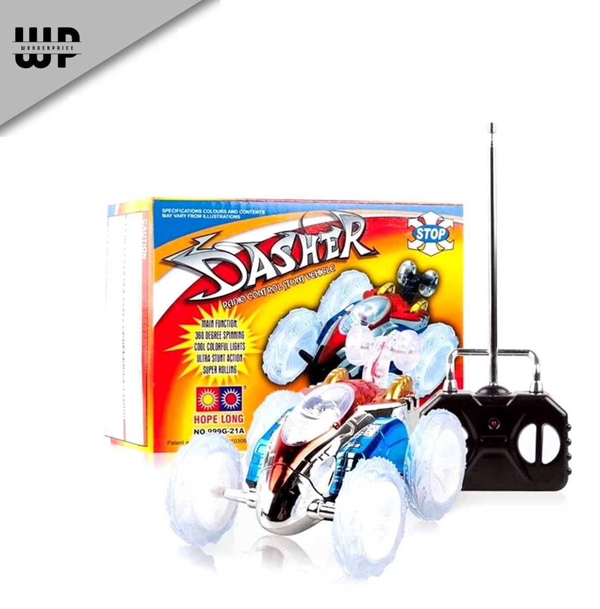 Wonderprice Dasher 360° Draaiende Auto - Mini Car - led verlichting - remote control - Afstandsbestuurbaar -