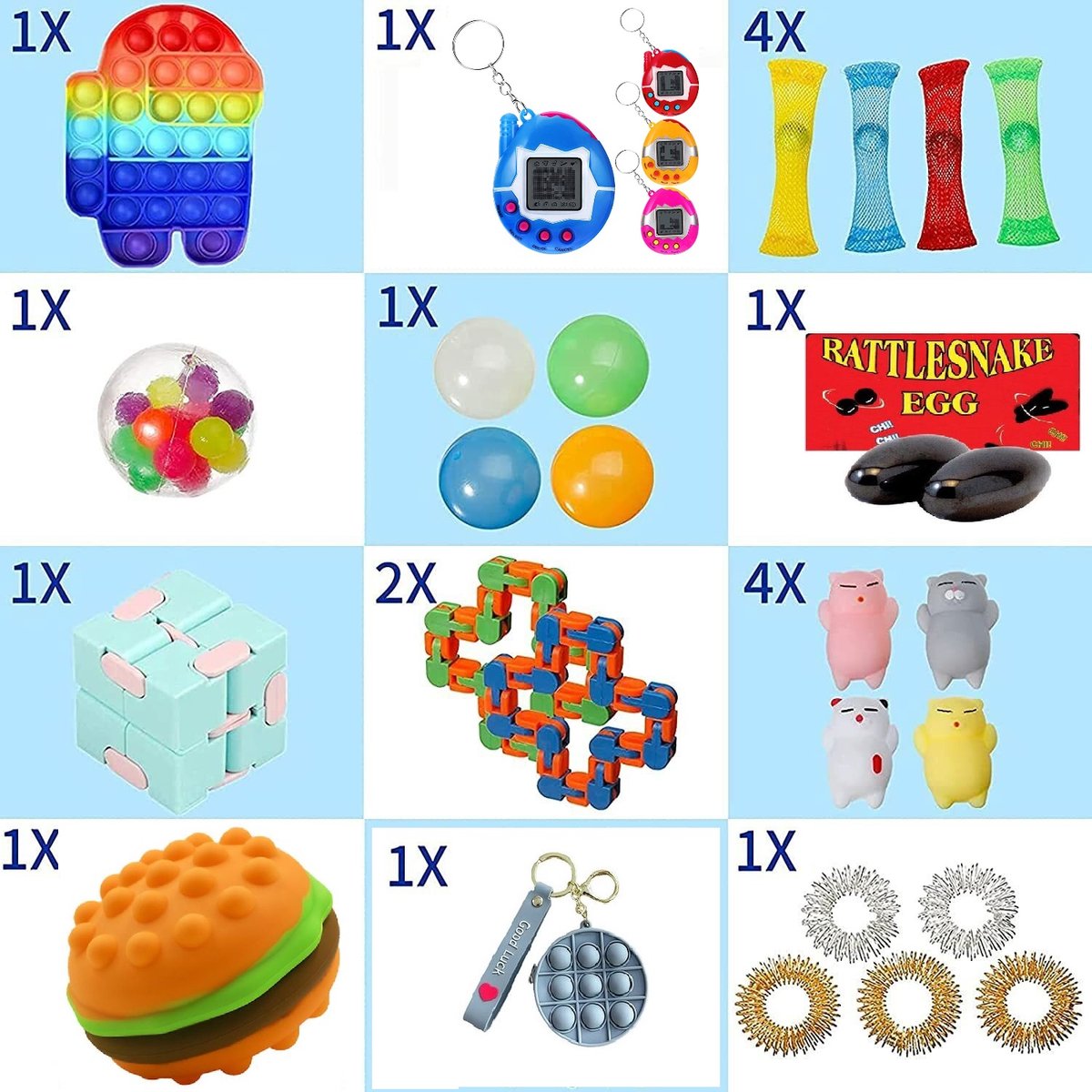 Wonderprice_Fidget Pakket 19 Stuks met Top Fidgets Mystery - 19 delig top pakket - sensory toys - fidget toys pakket 19 stuks sensory toys must haves - vakantie pakket - kantoor - tegen verveling - Autovakantie