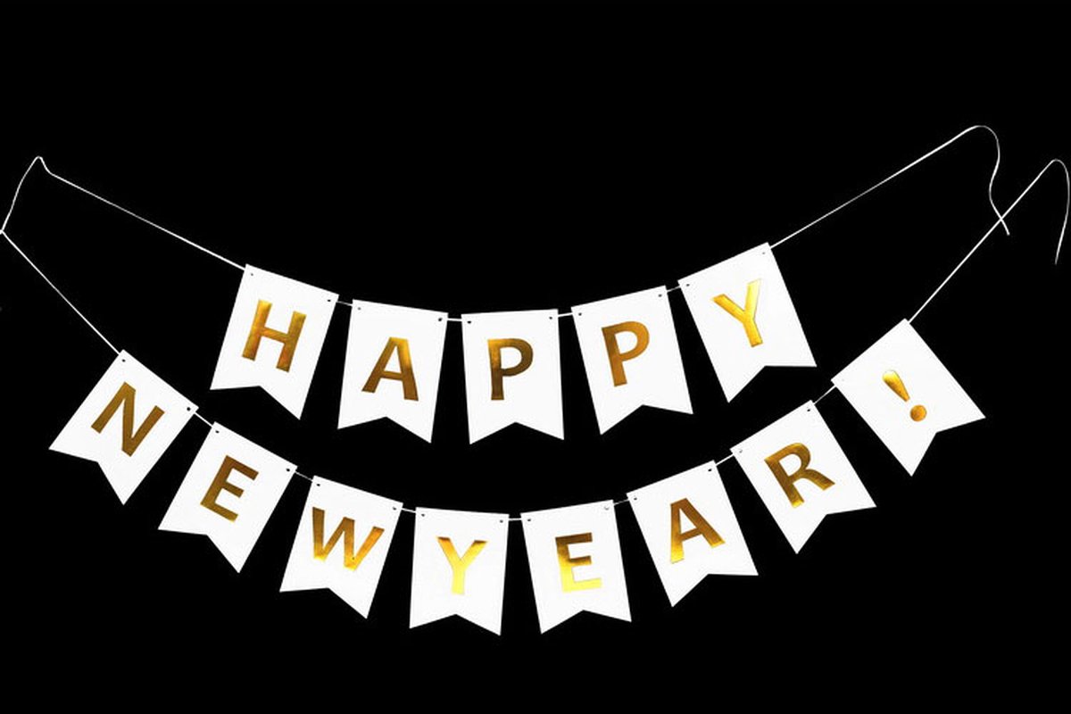 Happy New Year Slinger – Banner – Letterbanner - Oud En Nieuw Versiering – Feest Decoratie – NYE Vlaggenlijn Voor Binnen En Buiten – Jaarwisseling 2022 – Nieuwjaar Party - Letterslinger Wit Goud –