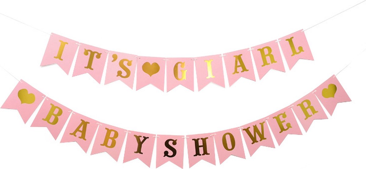 Its a Girl Babyshower Banner Roze met Goud - Slinger - Babyshower - Gender Reveal - Kraamfeest - Geboorte - Slinger - Roze - Meisje