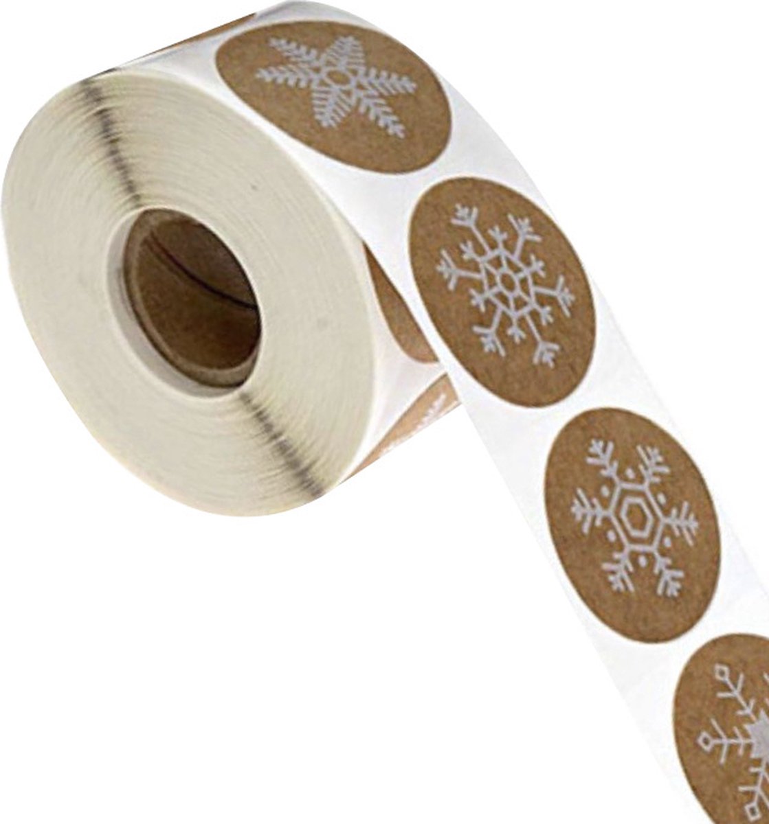 Kerststickers Snowflakes op rol - 500 stuks !! - Stickers Kerstmis - Sluitstickers Kerst - Merry Christmas - Christmas Stickers - kadootje - cadeau - Kerst - kadostickers - sneeuwvlokken