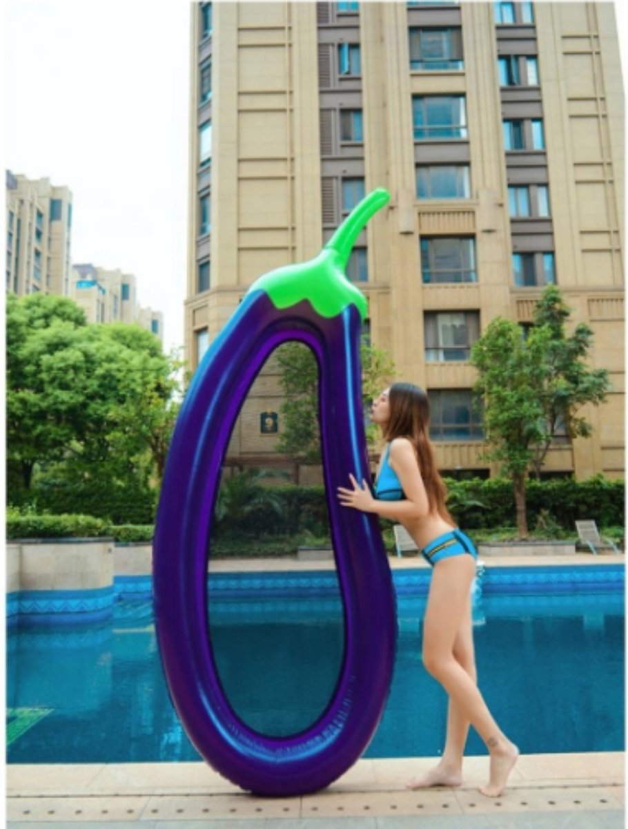 Opblaasbare Aubergine - Luchtbed voor in het Zwembad - Inflatable Eggplant Bed - 270cm x 110cm - Waterluchtbed - Waterhangmat - Zwembadhangmat - Love Island - Mesh - Beach - Floaty - Swimmingpool - Pool Party - Summer - Vakantie