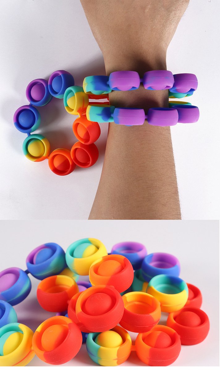 Pop it armband - Kinderen - Knijp Speelgoed - Anti Stress Zintuiglijke Polsband - Push Bubble Armband - Rainbow Bead Bubble - Fidget Toys -Popit - Pop it - Dimple - simple dimple - Tie Dye - Sinterklaas - schoenkado