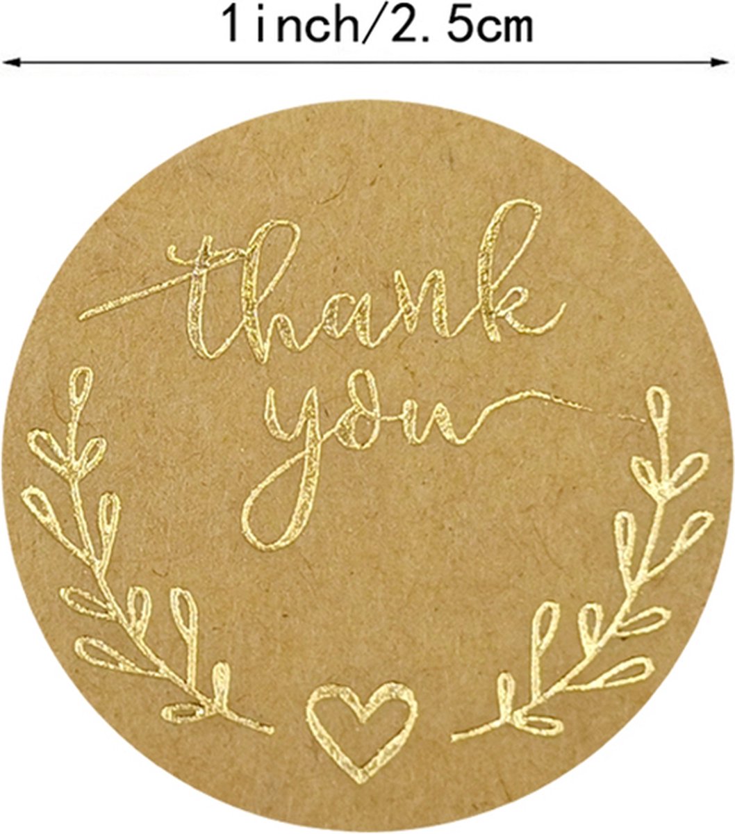 Thank You stickers 50! stuks! - Hartje - Bruin Goud - Sluitstickers - Sluitzegel - Bedankt - Thanks - Small Business - Bruiloft - Wedding - Bedankje - Envelopsticker - Traktatie zakje - Cadeau - Cadeauzakje - Kado - Chique inpakken - Feest