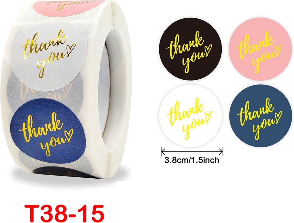 Thank You stickers 500!! stuks! - Sluitstickers - Sluitzegel - Bedankt - Thanks - Small Business - Envelopsticker - Traktatie zakje - Cadeau - Cadeauzakje - Kado - Chique inpakken - Feest
