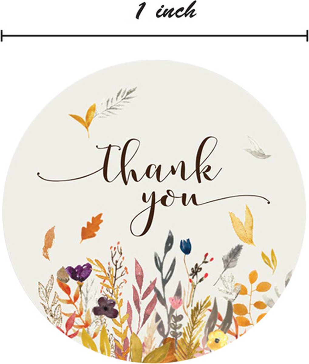 Thank You stickers 500 stuks! - Flower - Bloemen - Sluitstickers - Sluitzegel - Sieraden - Small Business - Envelopsticker - Traktatie zakje - Cadeau - Cadeauzakje - Kado - Chique inpakken - Feest - Bruiloft - BabyShower - Verjaardag - Bedankt