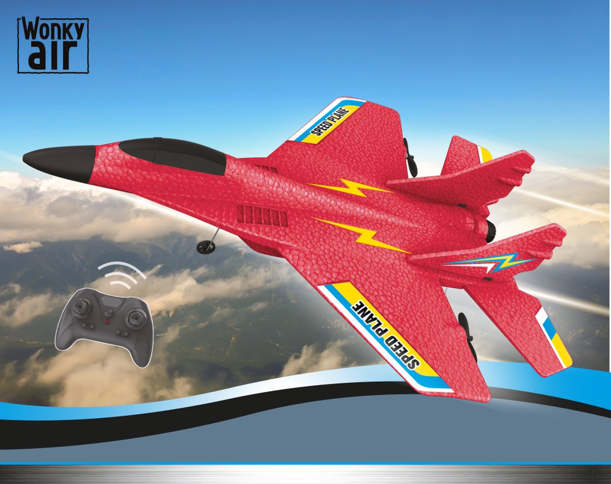 Wonky Monkey - Air - RC Speed Plane - Radiografisch - Bestuurbaar Vliegtuig - 100 Meter - Rood