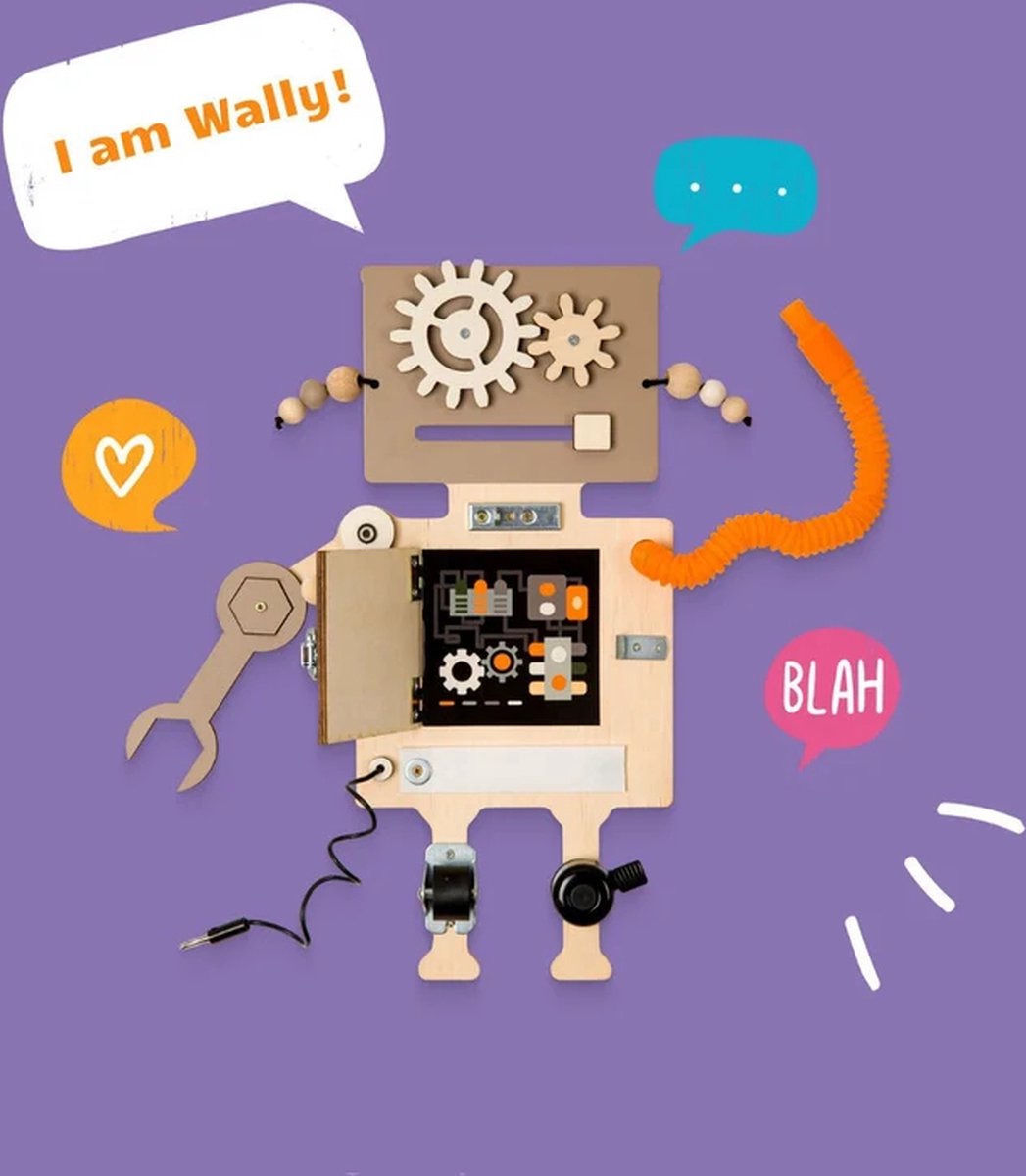 Montessori speelgoed - Educatief speelgoed - Smartgames voor kinderen - Activiteitenbord - Houten speelgoed - Motoriek speelgoed - 50 X 62,5 CM - Ontdekbord Robot