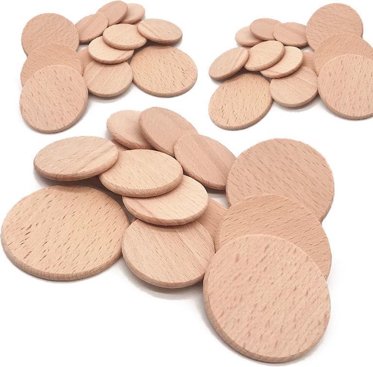 Set van 100 houten schijven (dia: 5 cm, dikte: 3,2 mm, beuken)