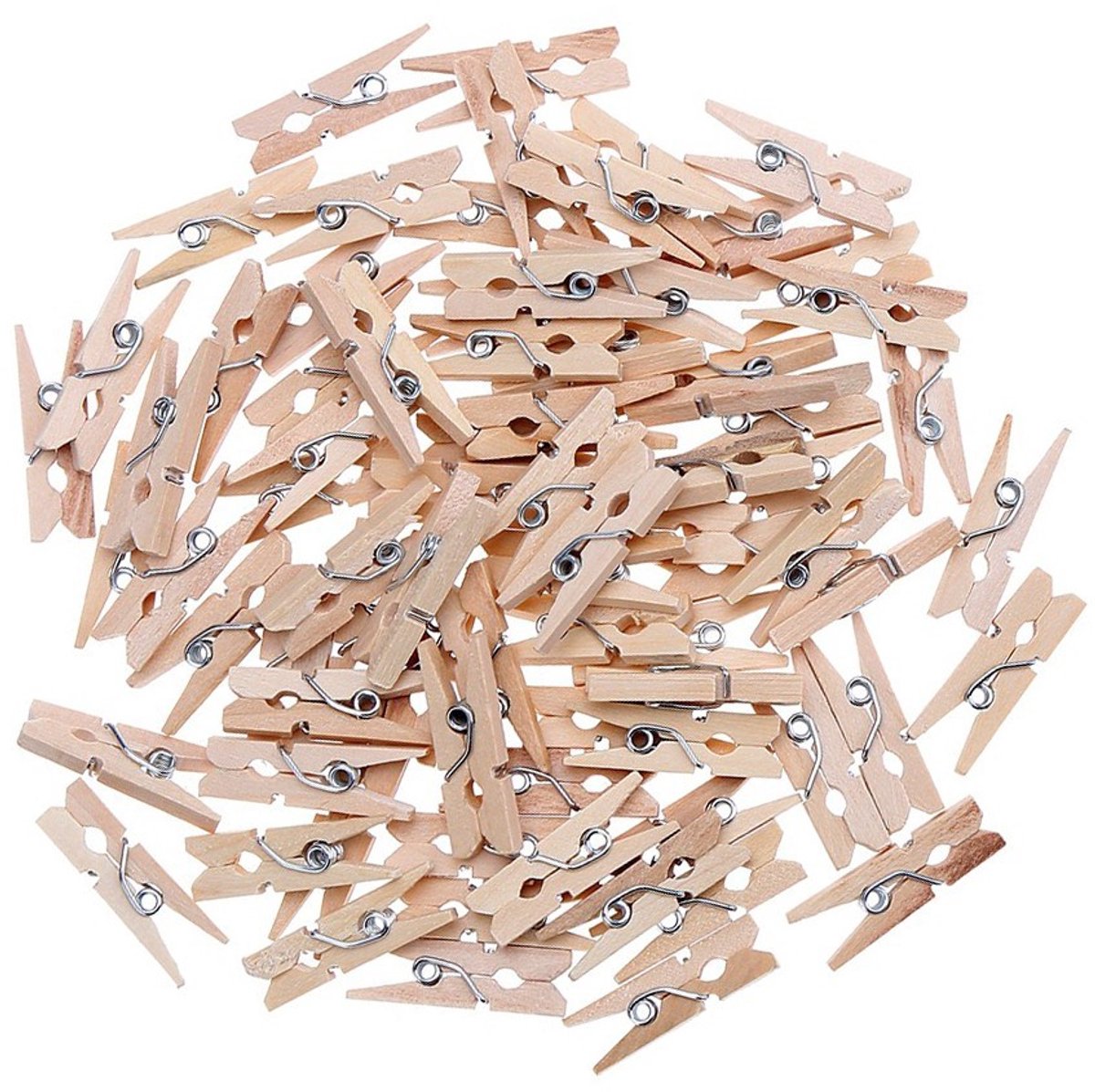 Set van 100 micro wasknijpers (25 mm, hout)