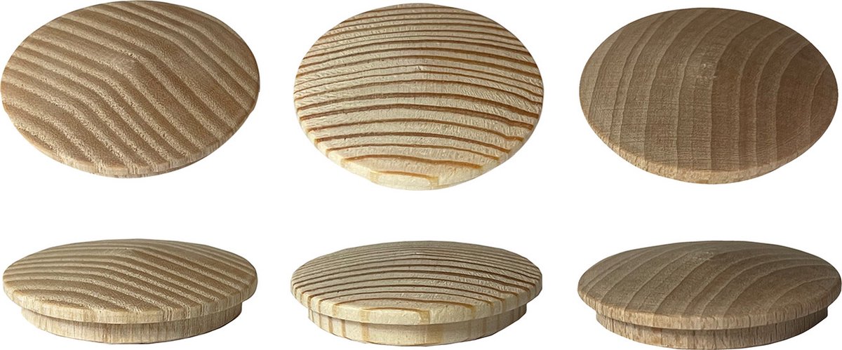 Set van 30 houten doppen, knoppen (20 mm diameter, beukenhout)