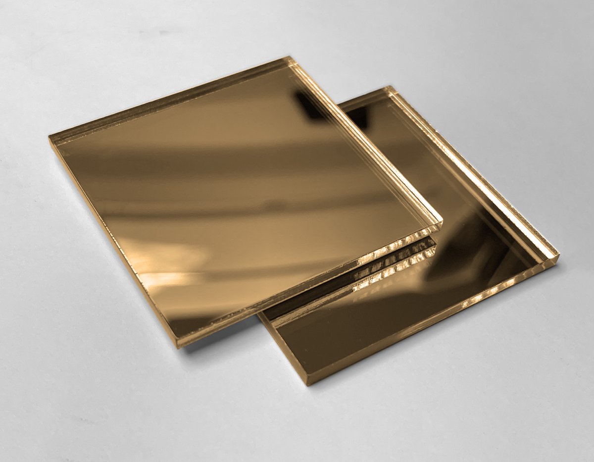 Set van 30 kleine vierkante spiegeltjes (3x50x50 mm, goud)