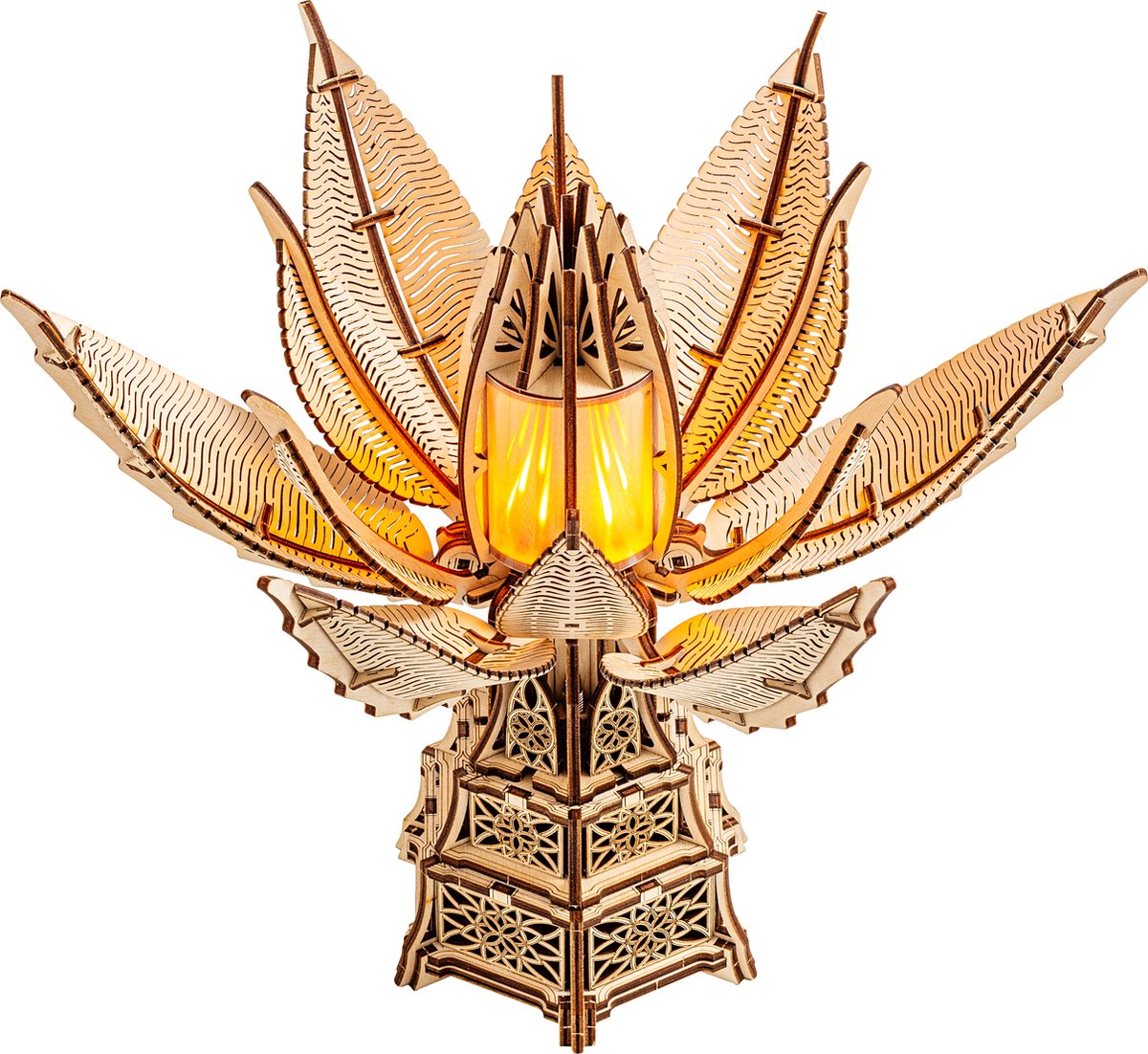 Wood Trick - Modelbouw 3D houten puzzel - Vurige Bloem - Fiery Bloom - Bloem en lantaarn - 246 stuks - Geen lijm noch verf nodig