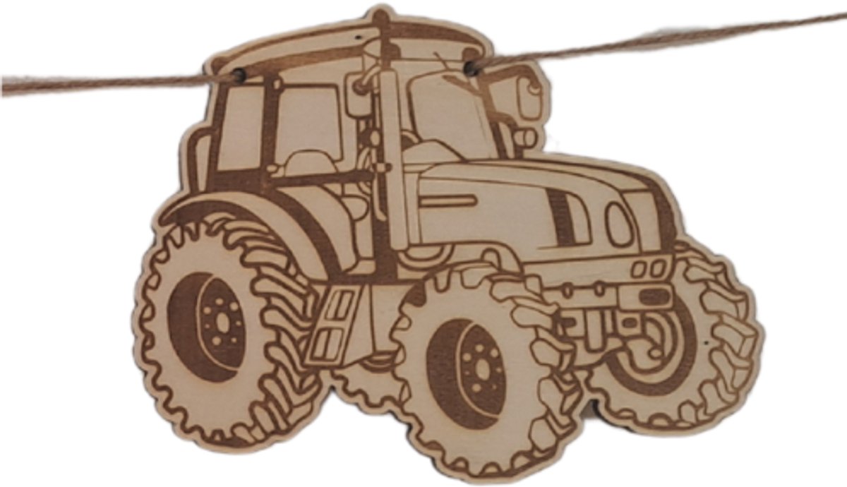 WoodR 6 mm dik houten duurzame tractor verjaardagen geboorte vlaggenlijn Houten vlaggenlijn met naam 3 karakters - kraamcadeau - vlaggenlijn - naam cadeau -