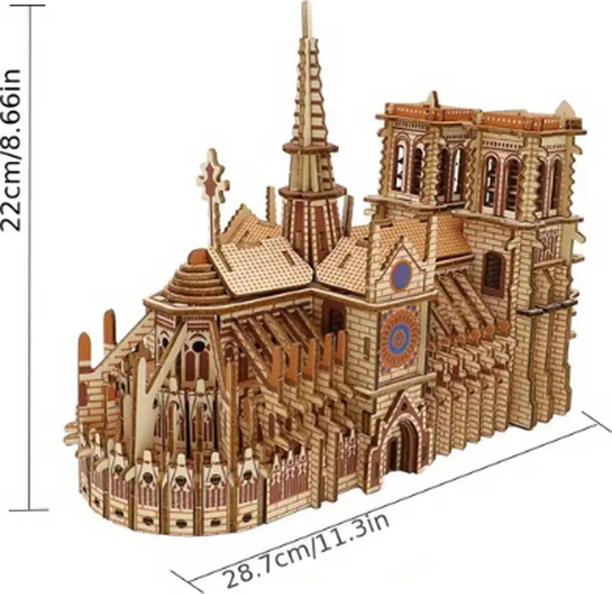 WoodR Notre Dame de Paris 3D modelbouw prachtig luxe Houten bouwpakket van de wereldberoemde kerk 28,7 bij 22 cm