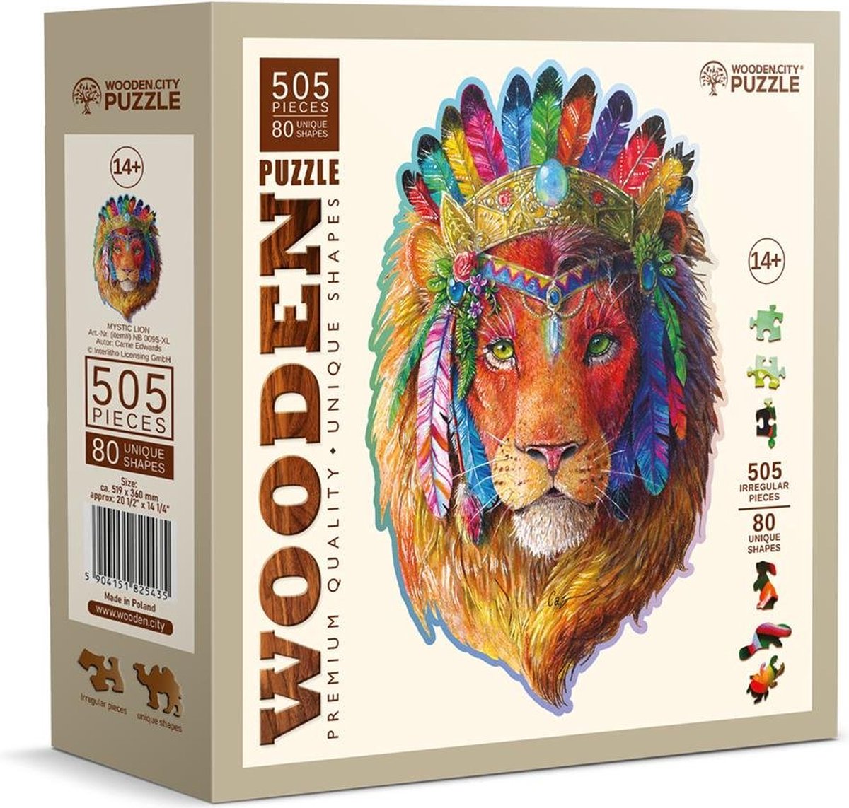 HOUTEN STAD Puzzel - Mystieke leeuw.