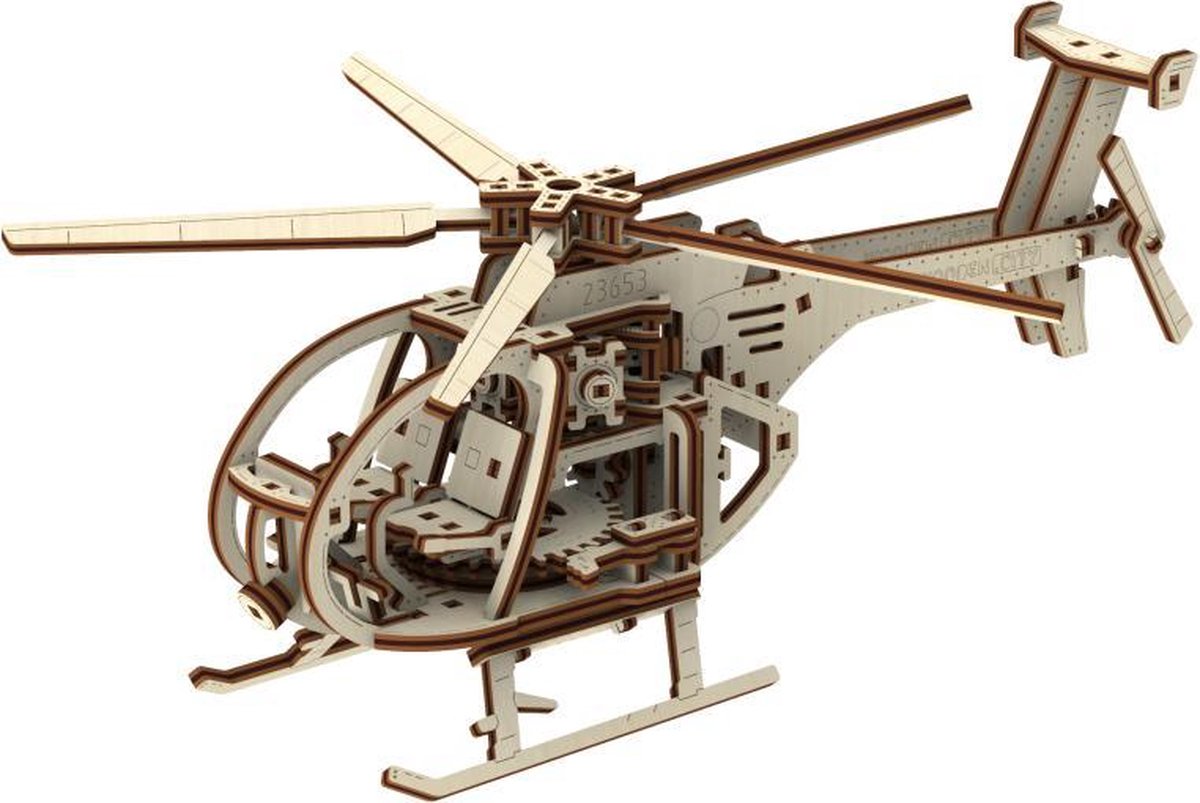 Wooden City Helicopter houten modelbouwpakket - 24x12x30,5cm