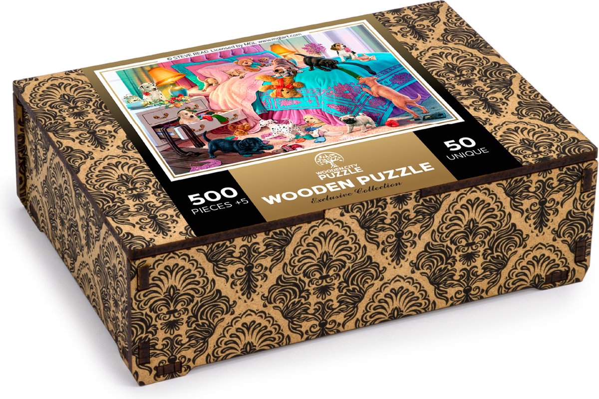 Wooden City Puzzel: NAUGHTY PUPPIES 505/50, in hout, 8+