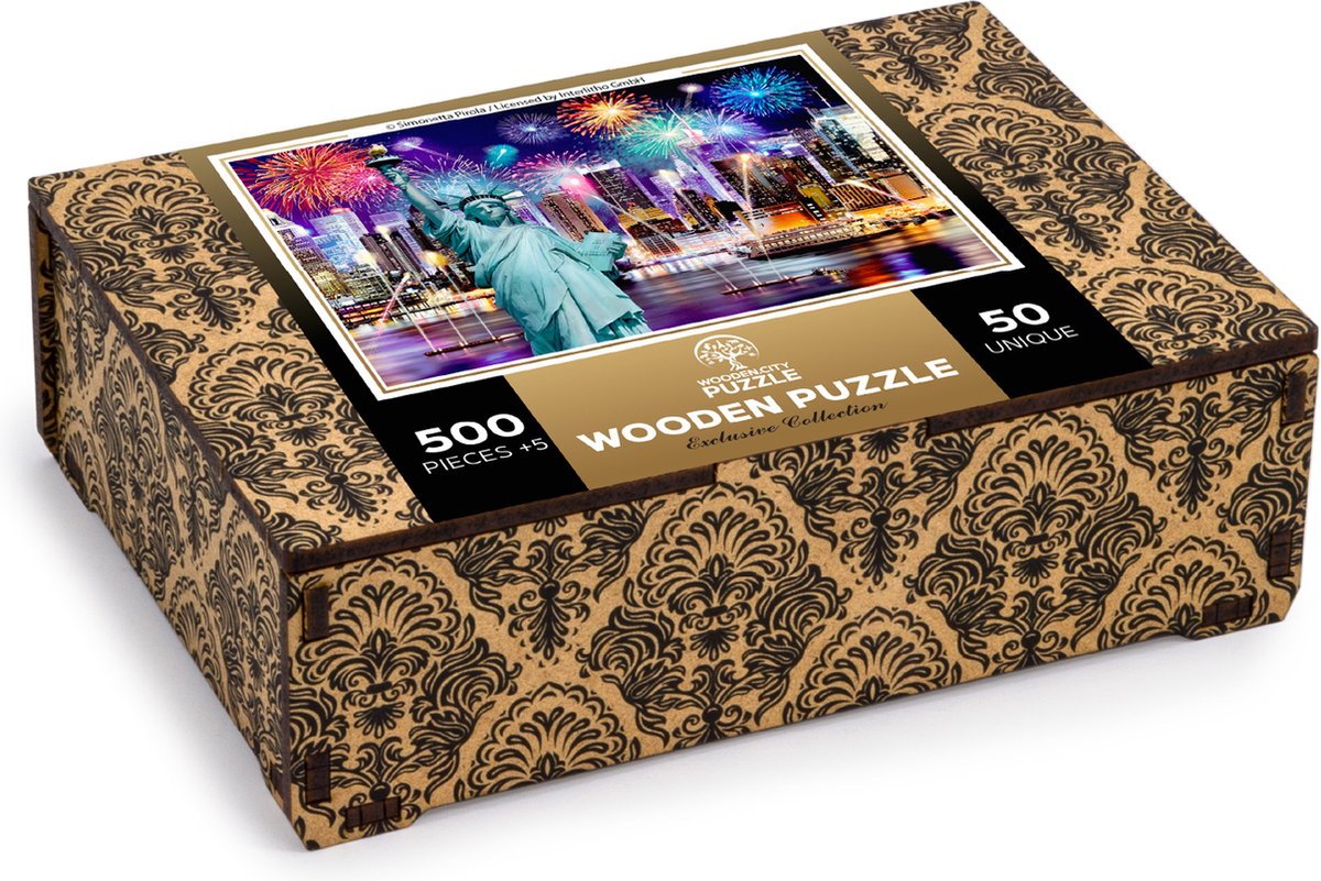 Wooden City Puzzel: NEW YORK BY NIGHT 505/50, in hout, 8+