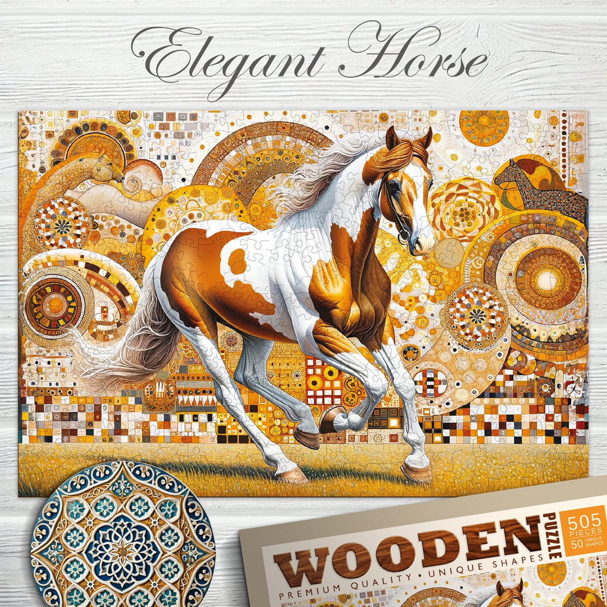 Wooden.City houten puzzel Elegant Horse - dierenpuzzel 500 stukjes.