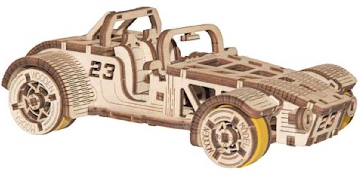modelbouwset Roadster 17 cm hout naturel 111-delig