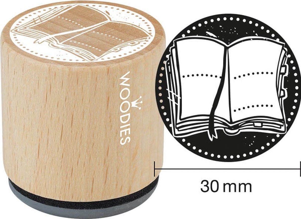 Houten stempel, d: 30 mm, h: 35 mm, Boek , 1stuk