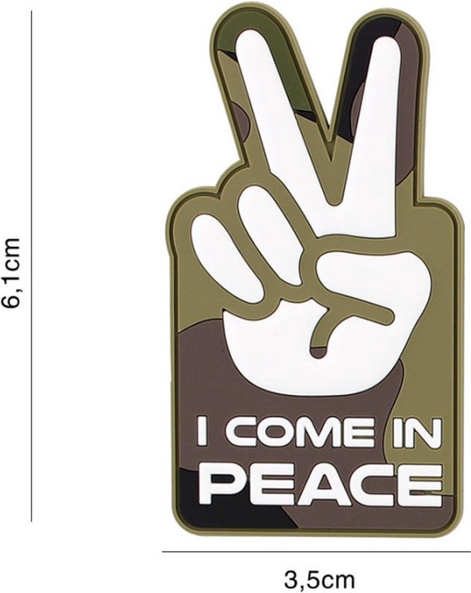 Embleem 3D PVC I Come In Peace Woodland