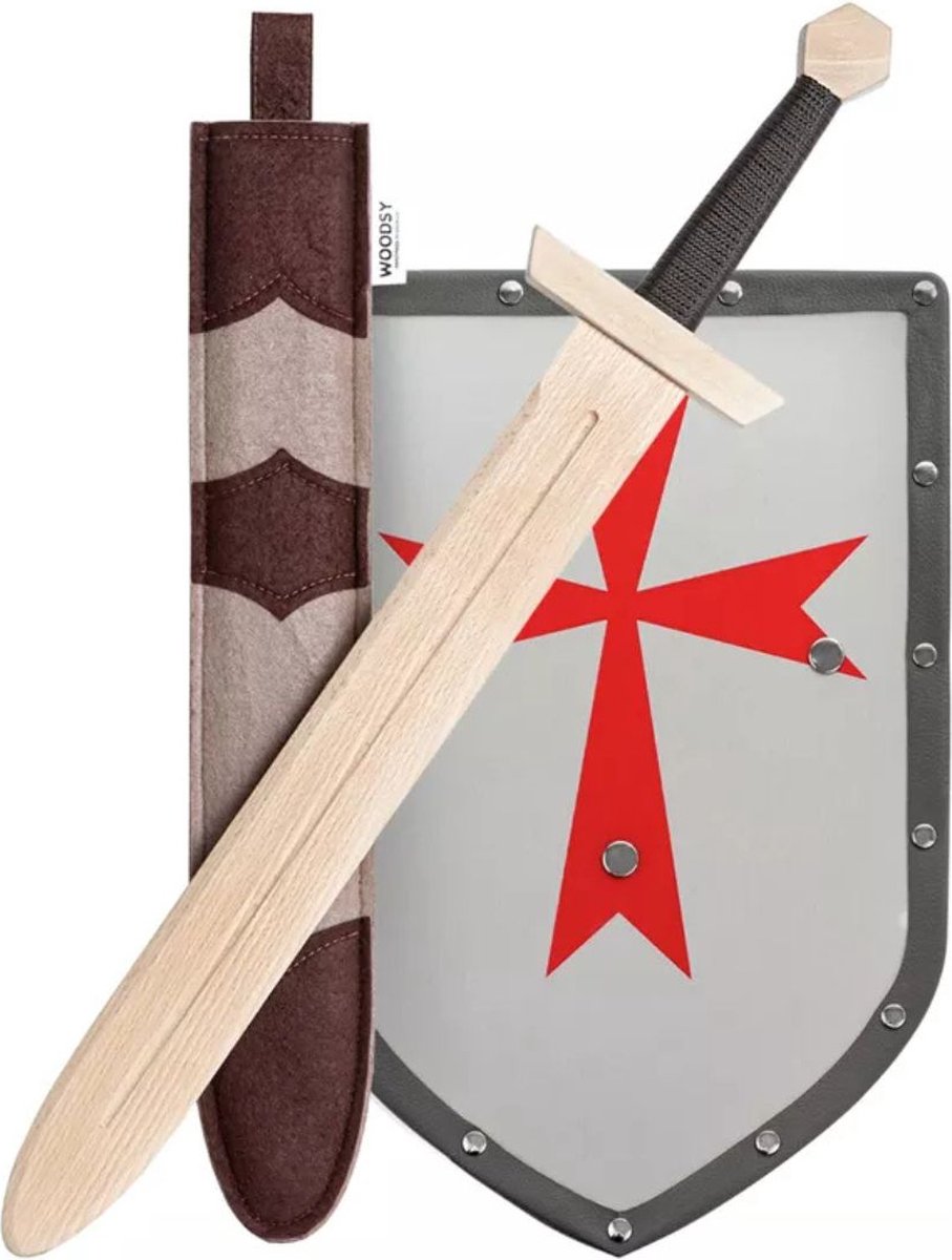 Woodsy houten ridder zwaard en schild set - speelgoed voor kinderen.