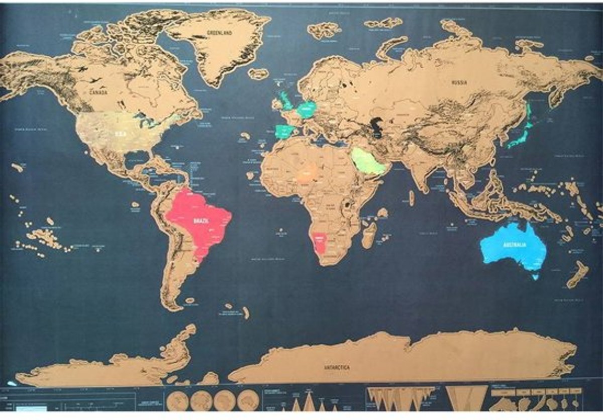   kraskaart Wereld kaart 82,5 x 59,5 cm / Scratch Map / Kras de bezochte landen