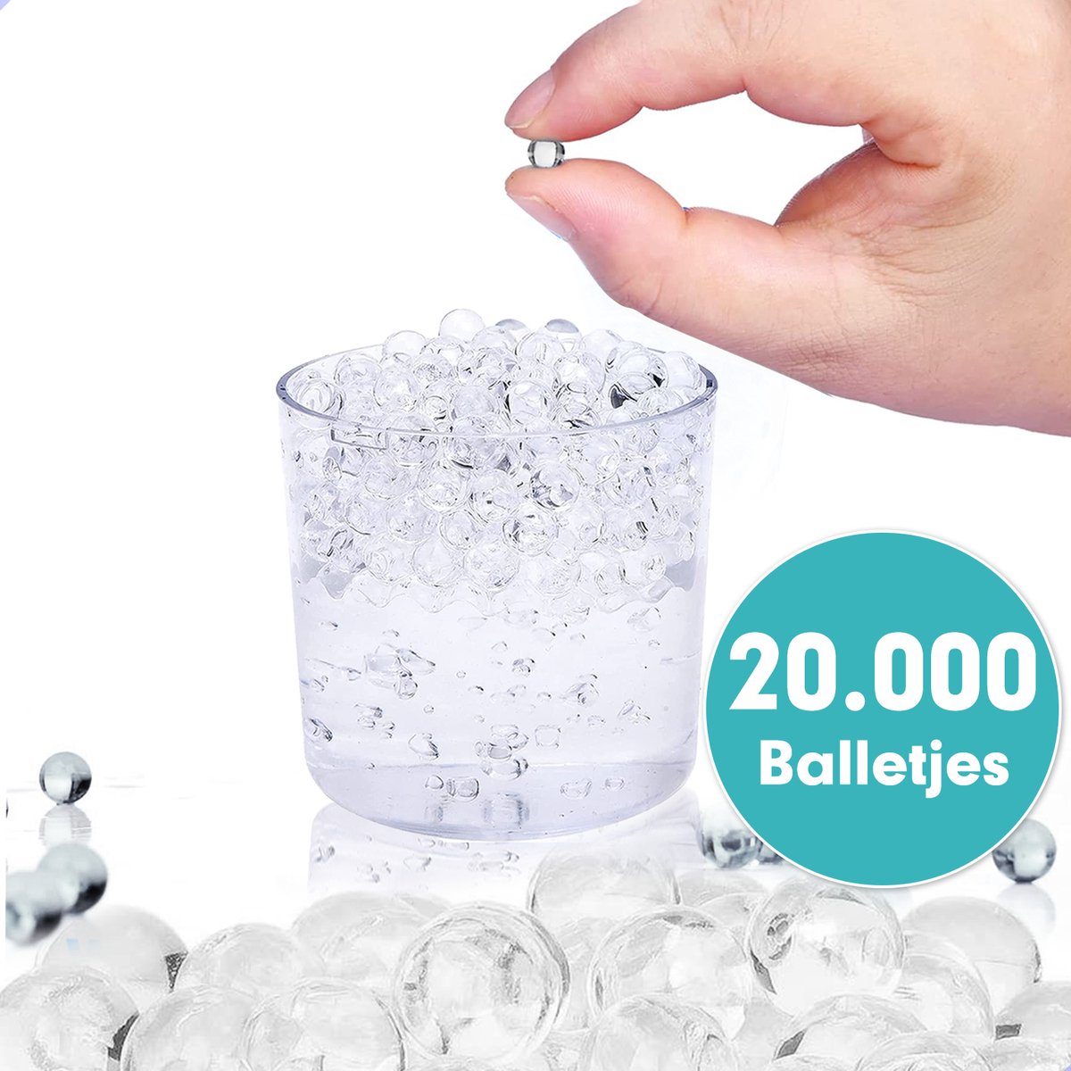 Orbeez Transparant - Waterparels - Gelballetjes - Waterballetjes - Waterbeads - Waterkralen - 20.000 stuks - 7-8mm -