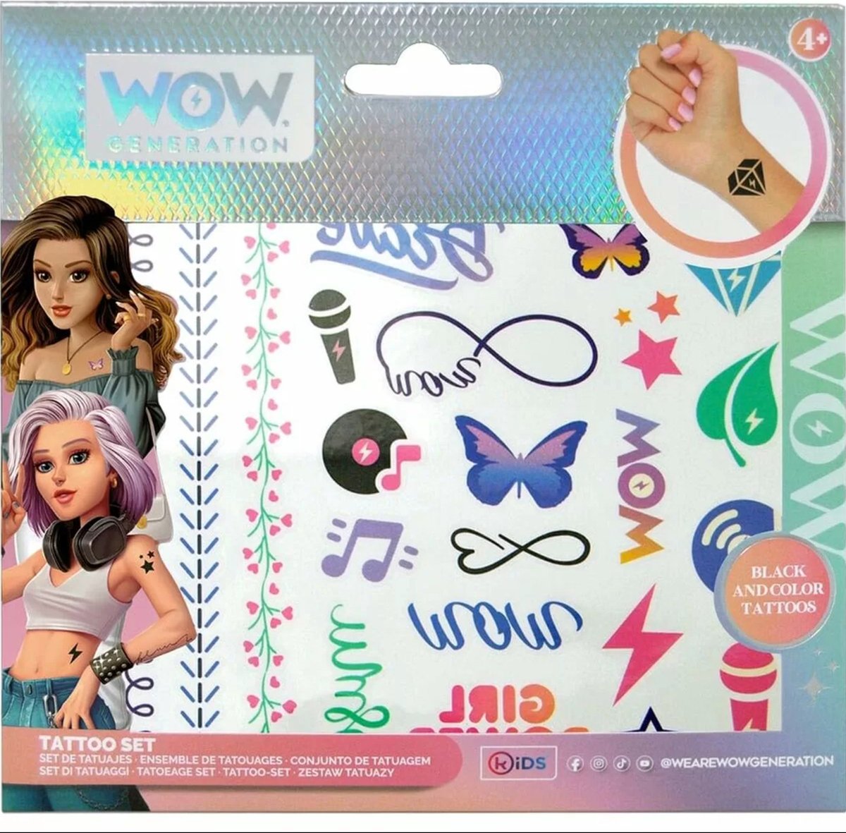 WOW Generation Tattoo Set voor Meisjes- 50 Tattoos in Kleur en Zwart- Wit