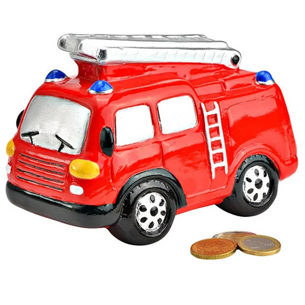 G.   Spaarpot voor kind/volwassenen - thema Brandweerauto - keramiek - rood - 16 x 12 x 8 cm -  