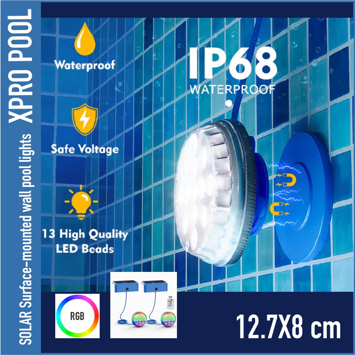 Solar zwembadlamp SET van 2 stuks.