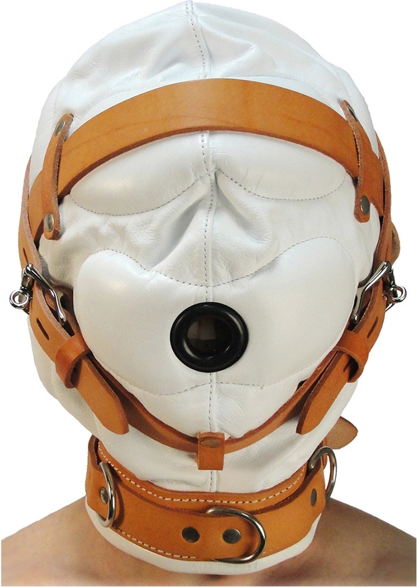 XR Brands AC220-ML - Totale Sensorische Deprivatie Leren Kap - M/L - Wit