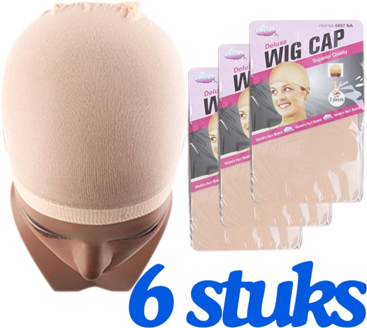 6 x Wig Cap - BEIGE - Pruikennet voor pruiken 6 Stuks - Pruikennetten - Wig Caps - Wig Cap Beige
