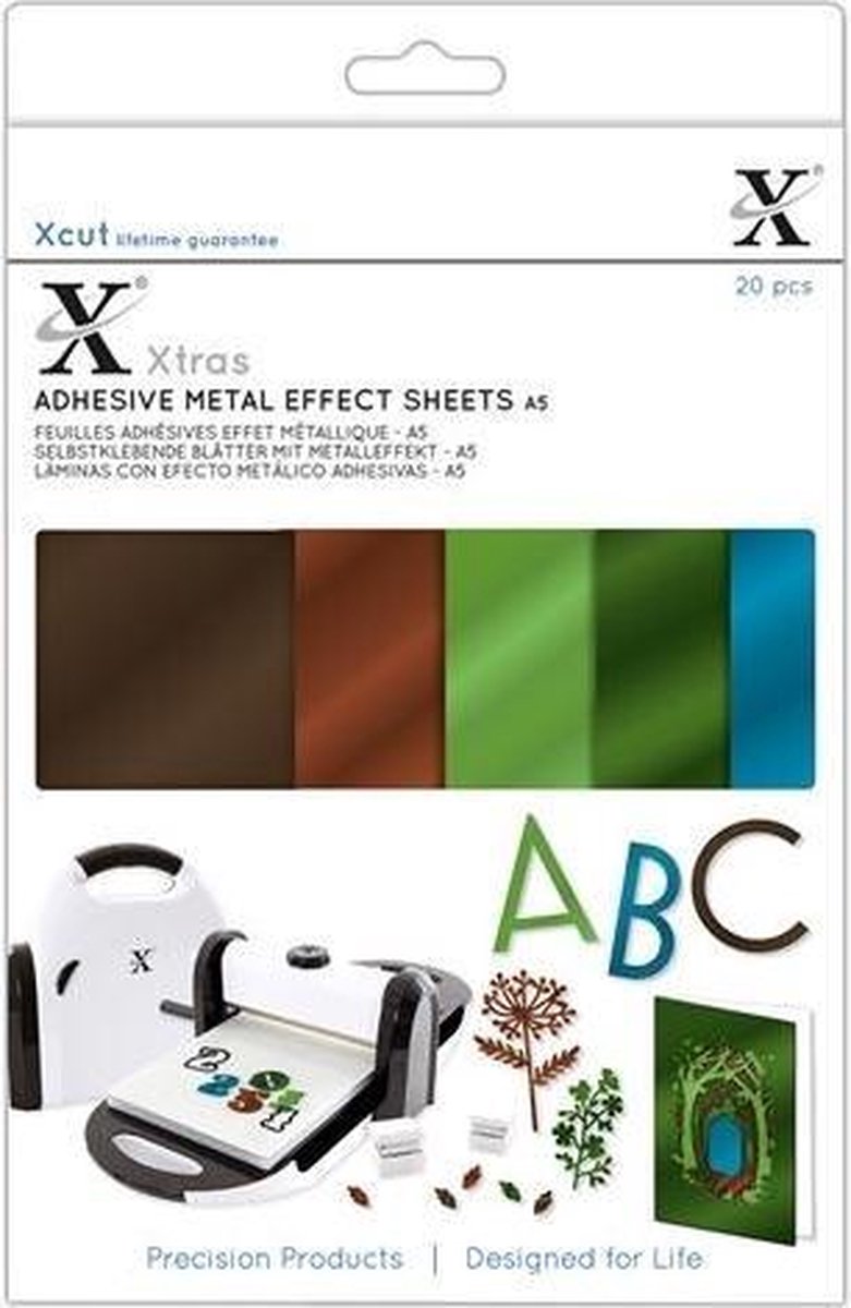 Xcut Xtras A5 Zelfklevend Metallic Effect Vellen (20  stuks) - Natuurlijk