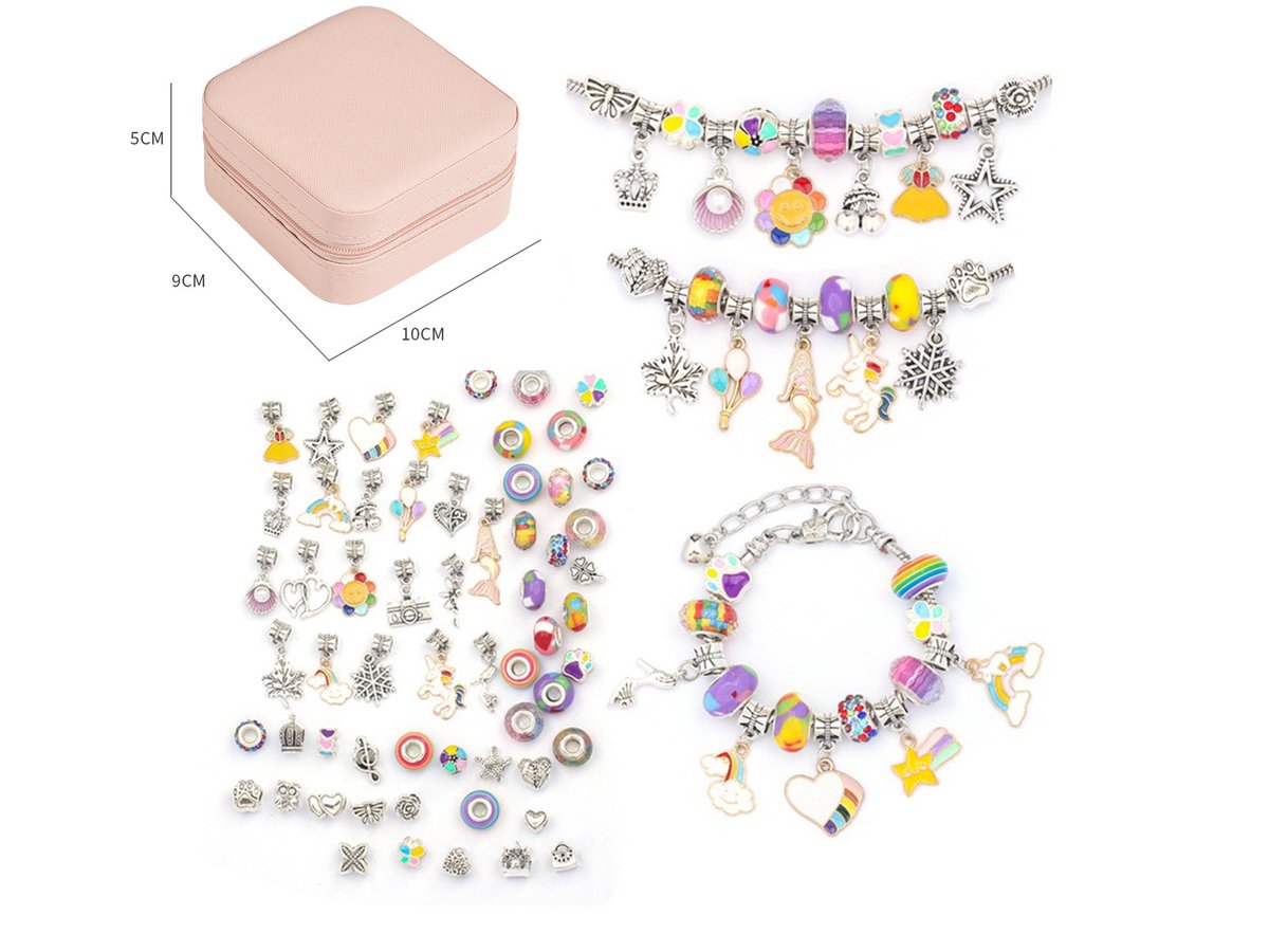 DIY armbanden set 66 delig regenboog - met sieraden opberg box - kralen en bedels - creativiteit en motoriek - ideaal cadeau voor feestdagen - Sinterklaas - Kerst - Xd Xtreme