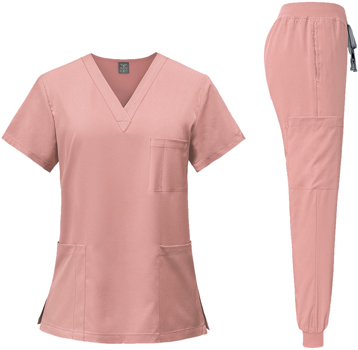 Kledingset - roze - maat M - uniform - uniseks - verpleging - verpleegster - nurse - ziekenhuis - kliniek - professionele medische kleding - scrub - verkleedset - verkleden - verkleedkleding