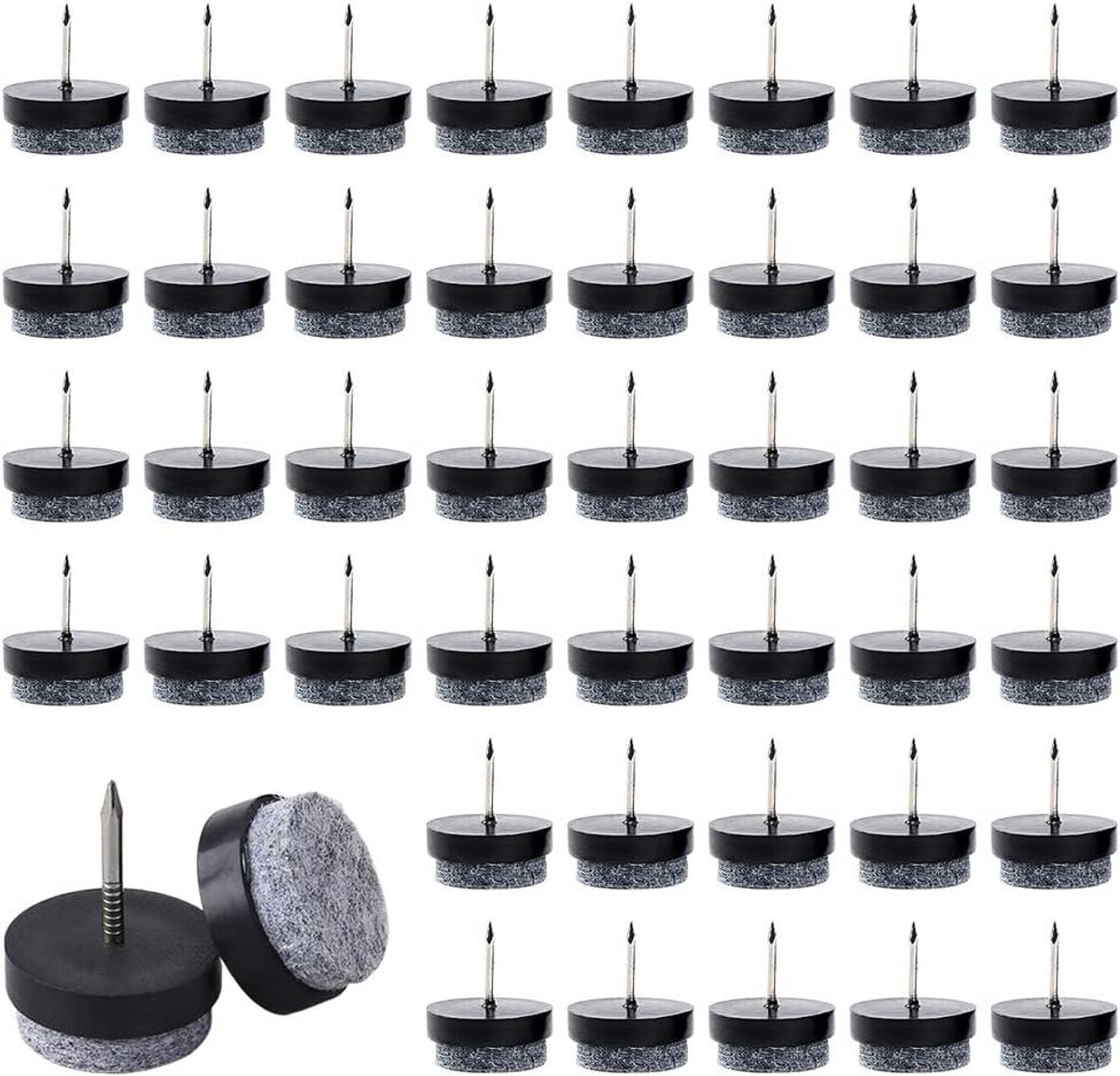 Stoelpootbeschermers - 48 stuks - Meubelkussens van vilt - Vilten pads voor stoelpoten - Ronde vloerbeschermers