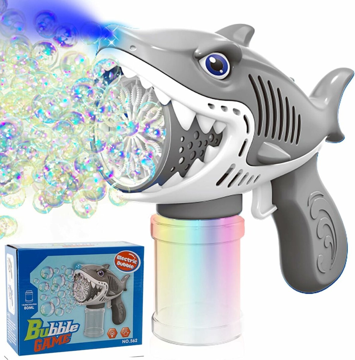 Shark Bellenblaas speelgoed pistool - Bubble Gun Shark - USB oplaadbaar incl. zeep en accu