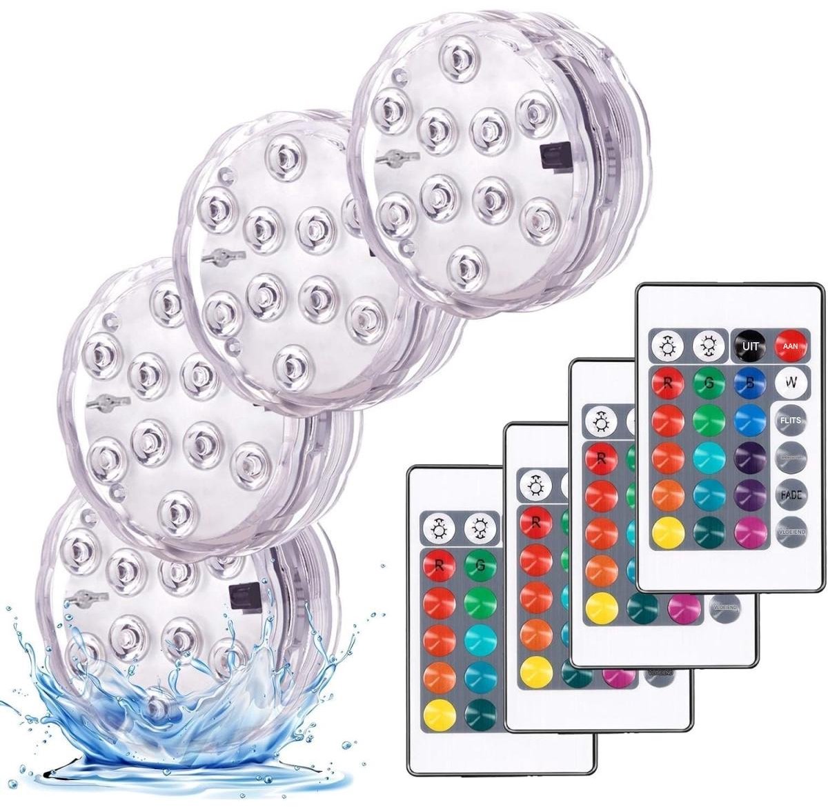 YOZHIQU 4 stuks Hockey Light - Onderwaterlamp - LED-lamp met afstandsbediening - Onderwaterzwembadverlichting - Zwembadverlichting - Geschikt voor zwembaden, fonteinen, vijvers, aquaria, feesten