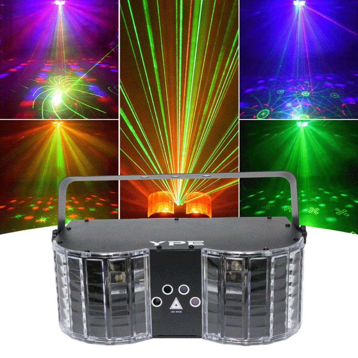  ®   - Party Lights - Disco licht - Party Laser - Double Mirror 4-Hole Laser Butterfly Light - LEDs en Lasers - DMX ondersteuning, Afstand bestuurbaar en Geluid gestuurd