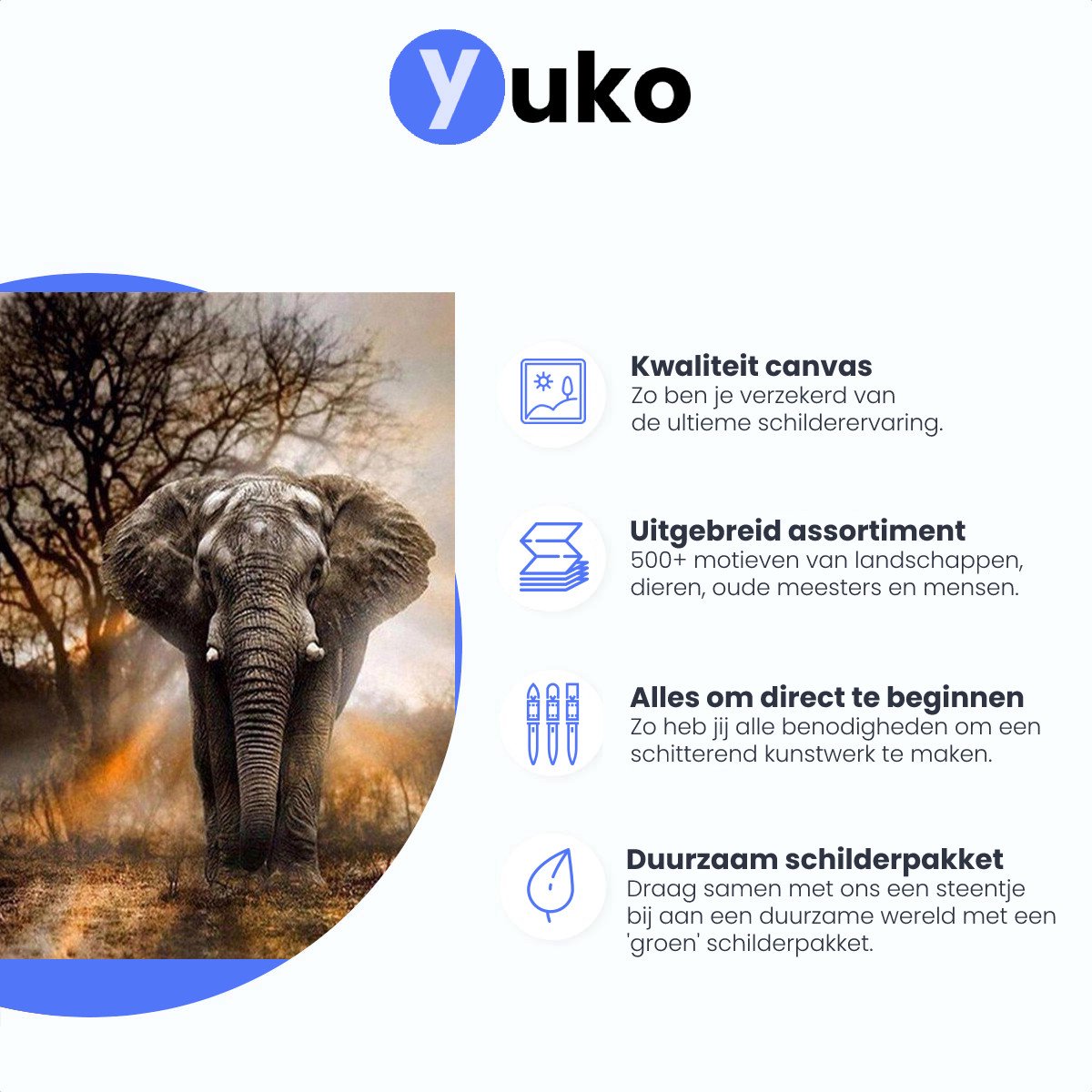 Schilderen op nummer – Machtige Olifant - Schilderen op nummer volwassenen - schilderen op nummer kinderen - Yuko®