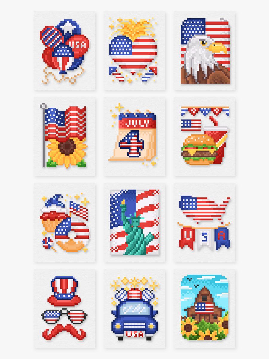 Yuko - Diamond painting - Mini Meesterwerken - Set van 12 - Amerika editie - Diamond Paintings - Diamond painting volwassenen